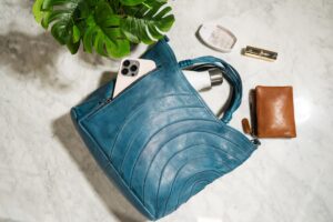Photo blue handbag